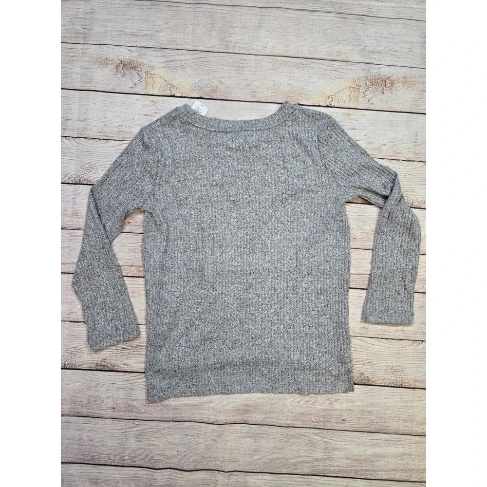 Old‎ Navy Kid Girl Ribbed Knit Soft Spun Knit Gray Long Sleeve Top Size Medium 8